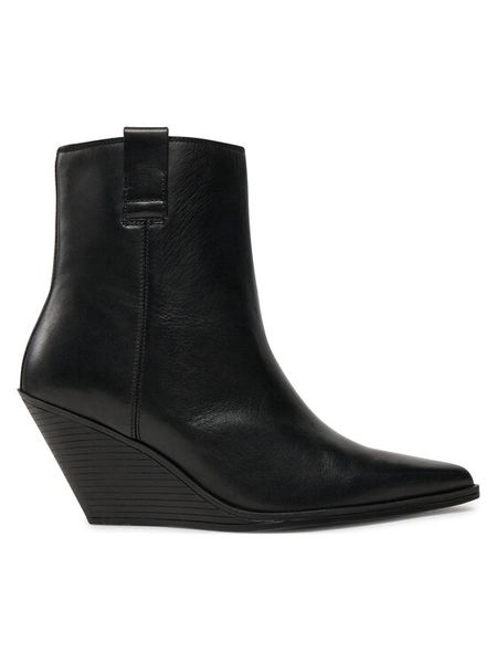 Bronx Botki Xyl-A 34327-A Czarny. Czarne botki damskie Bronx, ze skóry, bez obcasa, na koturnie, bez zapięcia. Za 619.99 zł.