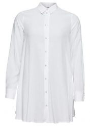 Długa bluzka z czystej wiskozy. Białe bluzki damskie bonprix, z aplikacjami, z wiskozy, eleganckie, bez kołnierzyka, bez ramiączek. Za 114.99 zł.