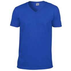 Męska Koszulka Krótki Rękaw Soft Style. Niebieskie koszulki sportowe męskie Gildan, m, bez wzorów, bez kołnierzyka, bez ramiączek, trekkingowe. Za 36.99 zł.
