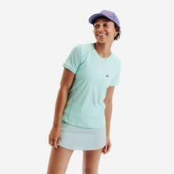 Koszulka tenisowa damska Kuikma Dry. Niebieskie koszulki sportowe damskie KUIKMA, s, bez wzorów, z elastanu, eleganckie, bez kołnierzyka. Za 59.99 zł.