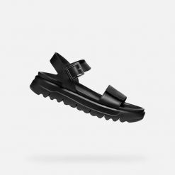 Sandały GEOX D XAND 2.1S Czarny. Czarne sandały damskie Geox, bez wzorów, ze skóry, bez obcasa, bez zapięcia. Za 399.99 zł.