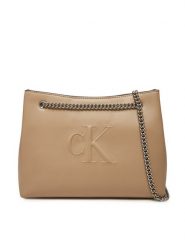 Calvin Klein Jeans Torebka Sculpted Chain Shoulder Bag LV04K3163G Beżowy. Brązowe torebki do ręki damskie Calvin Klein Jeans, bez wzorów, z jeansu, wizytowe, bez dodatków. Za 269.99 zł.