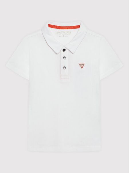Guess Polo N2GP03 KAPY0 Biały Regular Fit. Białe t-shirty dla chłopców Guess, z aplikacjami, z bawełny, bez ramiączek. Za 89.99 zł.
