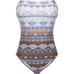 Kostium kąpielowy wyszczuplający bonprix niebieski. Niebieskie kostiumy jednoczęściowe damskie bonprix, z nadrukiem. Za 129.99 zł.
