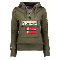 Bluza męska Geographical Norway GYMCLASS KAKI 054 khaki. Zielone bluzy męskie Geographical Norway, m, bez wzorów, z bawełny, bez kaptura, trekkingowe. Za 169.00 zł.