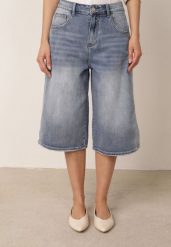 Niebieskie Jeansowe Szorty Casual o Kroju Typu Bermudy z Bawełną Pheradia. Niebieskie szorty damskie Born2be, na lato, m, bez wzorów, z bawełny, casualowe. Za 119.99 zł.