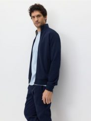 Bluza ze stójką - granatowy. Niebieskie bluzy męskie Reserved, l, bez wzorów, z bawełny, bez kaptura. Za 129.99 zł.