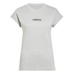 Koszulka damska adidas Essentials Linear. Szare t-shirty damskie Adidas, l, bez wzorów, z bawełny, casualowe, bez kołnierzyka. Za 128.50 zł.