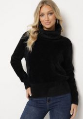 Czarny Klasyczny Golf z Dodatkiem Kaszmiru Edinora. Czarne swetry damskie Born2be, bez wzorów, z jeansu, biznesowe, bez kołnierzyka, bez ramiączek, bez kaptura. Za 139.99 zł.