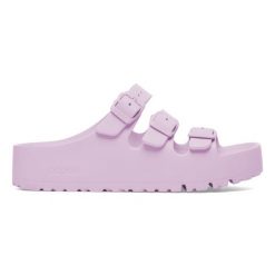 Birkenstock Florida III Flex Platform EVA Crocus Klapki damskie. Fioletowe klapki damskie Birkenstock, bez wzorów, eleganckie, bez obcasa, na platformie. Za 199.99 zł.