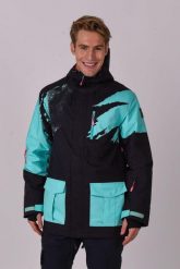 Kurtka Afterparty Black & Mint męska. Czarne kurtki męskie OOSC, l, bez wzorów, z materiału, długie, z kapturem, snowboardowy. Za 1,445.99 zł.