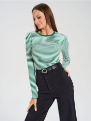 Koszulka z długimi rękawami - zielony. Zielone t-shirty damskie Sinsay, l, bez wzorów, z materiału, bez kołnierzyka. W wyprzedaży za 19.99 zł.