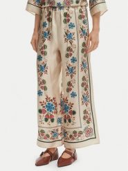 Weekend Max Mara Kuloty Snack 2615131032 Beżowy Relaxed Fit. Brązowe spodnie materiałowe damskie Weekend Max Mara, bez wzorów, z jedwabiu. Za 1,579.00 zł.