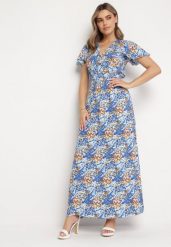Niebieska Sukienka Maxi z Wiskozy z Gumką w Pasie Ozdobiona Wzorem Nieregularne Kropki Jewellis. Niebieskie sukienki damskie Born2be, na imprezę, m, bez wzorów, z wiskozy, bez kołnierzyka, bez ramiączek, maxi, kopertowe. Za 54.99 zł.