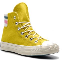 Trampki CONVERSE - Chuck 70 Hi 163366C Bold Citron/Pink. Żółte półbuty damskie Converse, bez wzorów, z gumy, bez obcasa, bez zapięcia. W wyprzedaży za 289.00 zł.