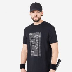 Koszulka tenisowa męska Artengo TTS Soft. Czarne koszulki sportowe męskie KUIKMA, m, bez wzorów, z bawełny, bez kołnierzyka, bez ramiączek, tenisowe. Za 69.99 zł.