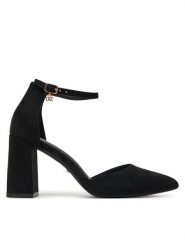 DeeZee Czółenka DF-82616 Czarny. Czarne czółenka damskie DeeZee, bez wzorów, z materiału, bez obcasa, bez zapięcia. Za 139.99 zł.