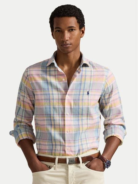 Polo Ralph Lauren Koszula 710B16699001 Kolorowy Custom Fit. Koszule męskie Polo Ralph Lauren, m, bez wzorów, ze lnu, bez kołnierzyka, bez ramiączek. Za 919.99 zł.