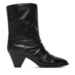 Botki Badura. Czarne botki damskie Badura, bez obcasa, na słupku, bez zapięcia. Za 459.99 zł.