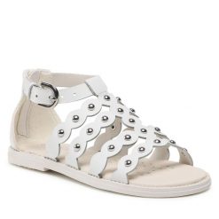 Sandały Geox. Białe sandały dziewczęce Geox, bez zapięcia. Za 159.99 zł.