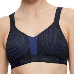 Stanik do biegania Energy Lite z wysoki poziomem podtrzymywania. Czarne biustonosze Triumph, bez wzorów, z elastanu. Za 220.00 zł.