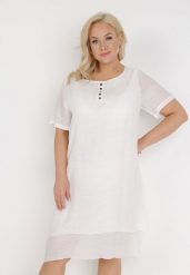 Biała Sukienka Hekile. Białe sukienki damskie Born2be, na imprezę, xl, bez wzorów, z bawełny, wakacyjne, bez kołnierzyka, bez ramiączek, midi. Za 74.99 zł.