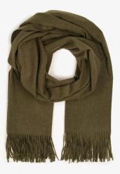 Zielony Szalik Długi z Frędzlami z Domieszką Wełny Torilisa. Zielone szaliki i chusty damskie Born2be, bez wzorów, z dzianiny, klasyczne. Za 44.99 zł.