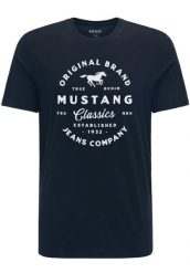 MUSTANG ALEX C PRINT MĘSKI T-SHIRT KOSZULKA LOGO TEE DARK SAPPHIRE 1015052 4136. Niebieskie t-shirty męskie Mustang, m, bez wzorów, bez kołnierzyka. Za 69.99 zł.