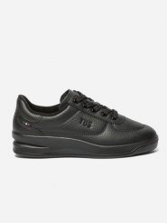 Damskie skórzane buty sportowe TBS Brandy. Czarne obuwie sportowe damskie TBS, bez wzorów, z materiału, trekkingowe. Za 511.00 zł.