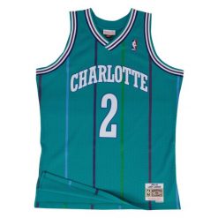 Koszulka Charlotte Hornets Swingman Larry Johnson. Białe koszulki sportowe męskie Mitchell & Ness, bez wzorów, bez kołnierzyka, bez ramiączek, do koszykówki. Za 517.00 zł.