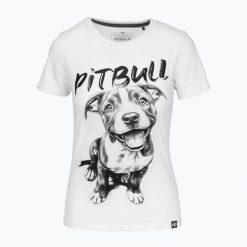 Koszulka damska Pitbull Puppy 2. Białe koszulki sportowe damskie PITBULL, s, bez wzorów, bez kołnierzyka, bez ramiączek. Za 64.99 zł.