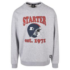 Sweter z okrągłym dekoltem Starter Football. Szare swetry przez głowę męskie Starter, m, bez wzorów, bez kołnierzyka. Za 304.50 zł.