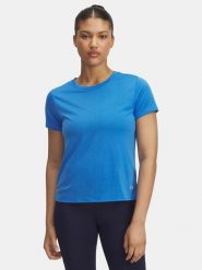 Damski T-shirt Under Armour UA Launch Shortsleeve-BLU. Niebieskie t-shirty damskie Under Armour, l, bez wzorów, z materiału, bez kołnierzyka. Za 191.55 zł.