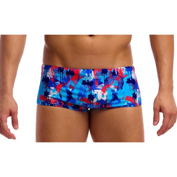 Strój do pływania Funky Trunks Messy Messy Messy - sidewinder. Niebieskie kąpielówki męskie FUNKY TRUNKS, m, bez wzorów, do pływania. Za 159.00 zł.