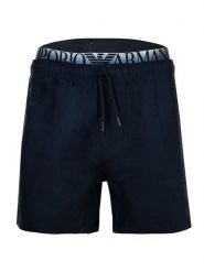 Emporio Armani Szorty sportowe EM000686 AF20432 UB102 Granatowy Regular Fit. Niebieskie krótkie spodenki sportowe męskie Emporio Armani, l, bez wzorów, z syntetyku. Za 255.99 zł.