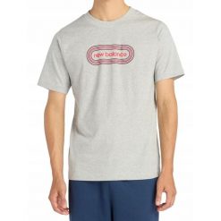 Koszulka na co dzień Męska T-Shirt New Balance Sportowa Bawełniana. Szare koszulki sportowe męskie New Balance, m, bez wzorów, z bawełny, bez kołnierzyka, bez ramiączek. Za 129.00 zł.