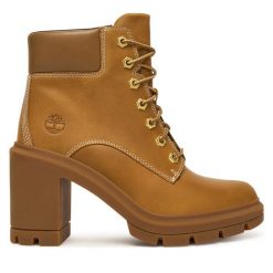 Botki Timberland. Brązowe botki damskie Timberland, bez obcasa, na słupku, bez zapięcia. Za 679.99 zł.