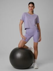 4F Legginsy krótkie treningowe szybkoschnące damskie - fioletowe S. Fioletowe legginsy damskie 4f, s, bez wzorów. Za 149.99 zł.