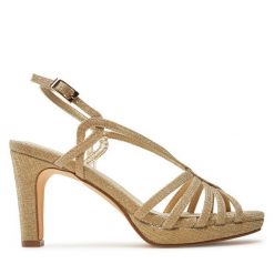 Sandały Menbur. Żółte sandały damskie Menbur, bez wzorów, bez obcasa, na słupku, bez zapięcia. Za 259.99 zł.