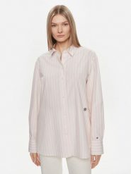 Tommy Hilfiger Koszula WW0WW41854 Różowy Relaxed Fit. Czerwone bluzki damskie Tommy Hilfiger, bez wzorów, z bawełny, bez kołnierzyka, bez ramiączek. Za 309.99 zł.