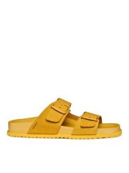 Geox Klapki D Sandybett D558RA 00022 C2006 Żółty. Żółte klapki damskie Geox, bez wzorów, ze skóry, bez obcasa. Za 359.99 zł.