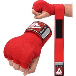 Rękawiczki wewnętrzne z bandażem IS2 - Czerwony - Rozmiar L. Czerwone rękawiczki męskie RDX SPORTS, bez wzorów, z bawełny, sportowe. Za 62.99 zł.