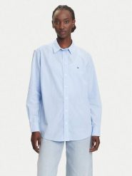 Tommy Jeans Koszula Micro Gingham DW0DW20987 Niebieski Relaxed Fit. Niebieskie bluzki damskie Tommy Jeans, m, bez wzorów, z bawełny, bez kołnierzyka, bez ramiączek. Za 279.99 zł.