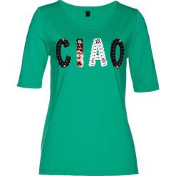 T-shirt z cekinami bonprix szmaragdowy. Bluzki damskie bonprix. Za 99.99 zł.