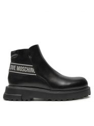 LOVE MOSCHINO Botki JA21024G1LIA0000 Czarny. Czarne botki damskie Love Moschino, ze skóry, bez obcasa, na płaskiej podeszwie, bez zapięcia. Za 969.99 zł.