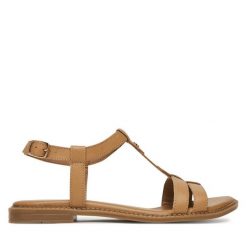 Sandały Lasocki. Brązowe sandały damskie Lasocki, bez wzorów, bez obcasa, na płaskiej podeszwie, bez zapięcia. Za 179.99 zł.