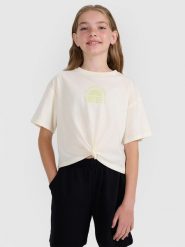 4F T-shirt oversize crop top z nadrukiem dziewczęcy - biały 146 (10-11 lat). Białe t-shirty i topy dla dziewczynek 4f, bez wzorów, z dzianiny, bez ramiączek. W wyprzedaży za 19.99 zł.
