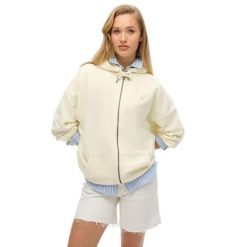 Damska bluza z kapturem zapinana na zamek Superdry Studios. Białe bluzy damskie Superdry., bez wzorów, z kapturem. Za 343.30 zł.