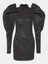 ROTATE Sukienka koktajlowa 112027100 Czarny Slim Fit. Czarne sukienki damskie ROTATE, bez wzorów, z bawełny, wizytowe, bez kołnierzyka, bez ramiączek. Za 999.99 zł.