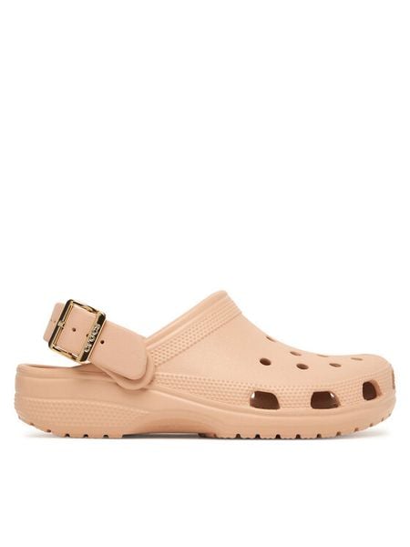 Crocs Klapki Classic Metallic Buckle Clog 213543 Różowy. Czerwone klapki damskie Crocs, bez wzorów, bez obcasa. Za 259.99 zł.